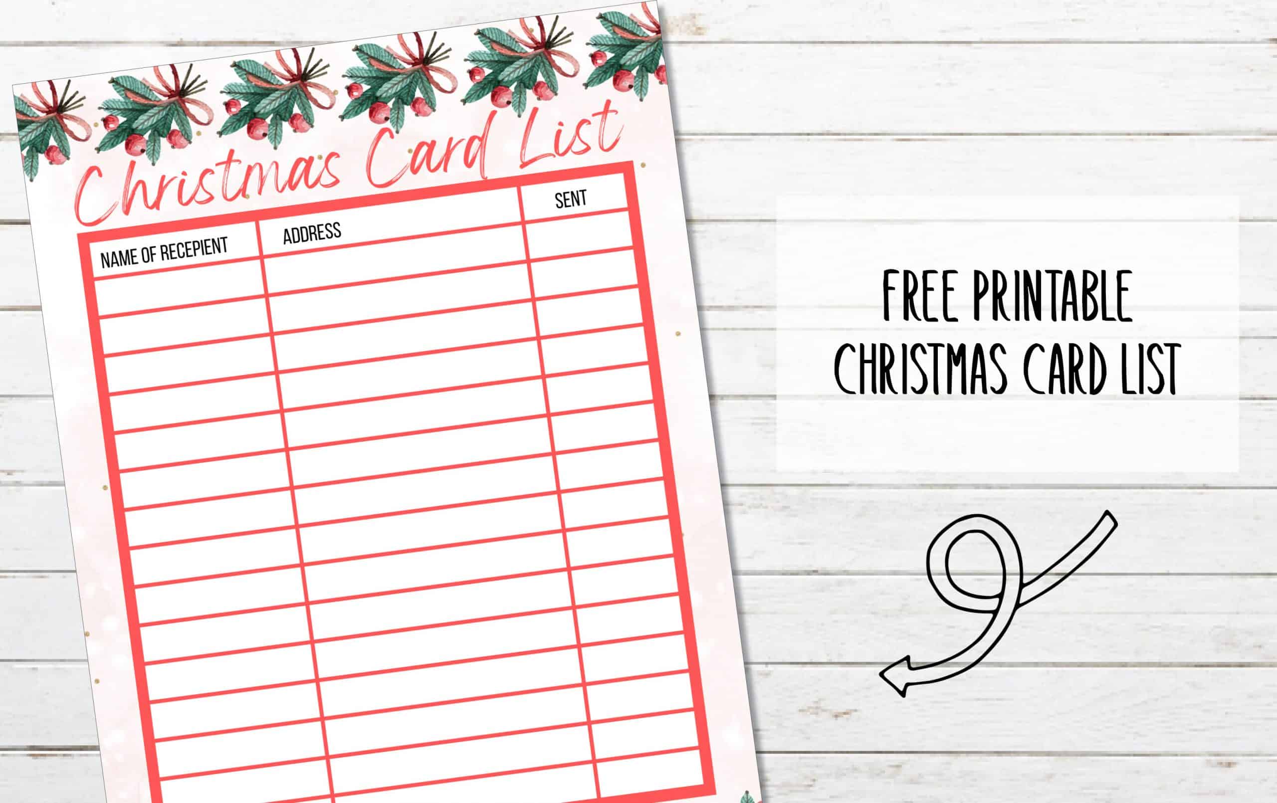 free printable christmas card list - my printable home